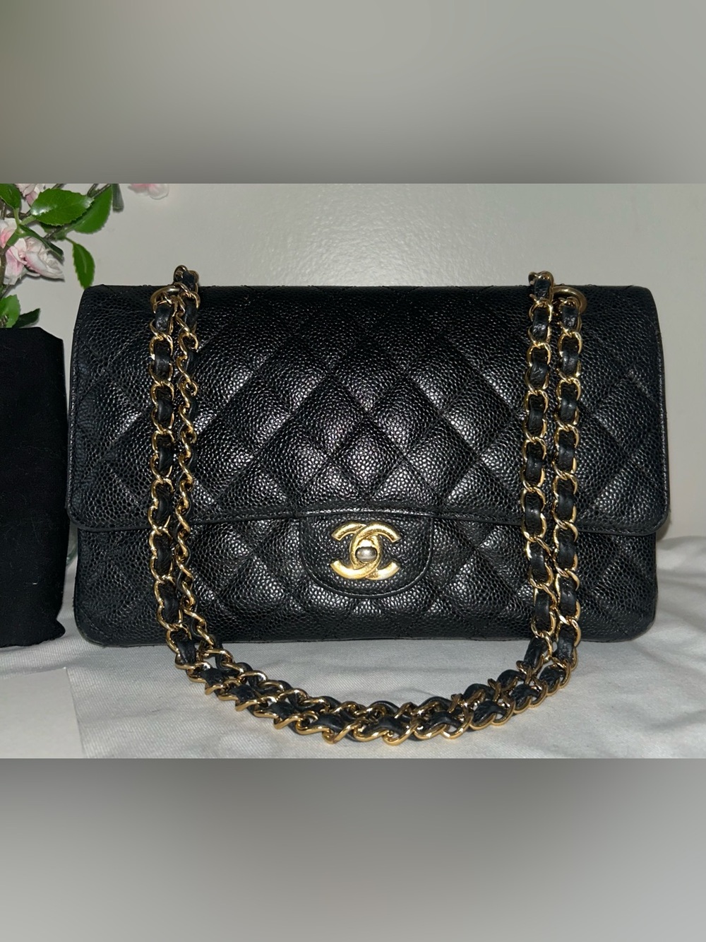 CHANEL Medium Classic Double Flap Caviar Quilted Handbag Black / Gold Hardware - Picture 2 of 16